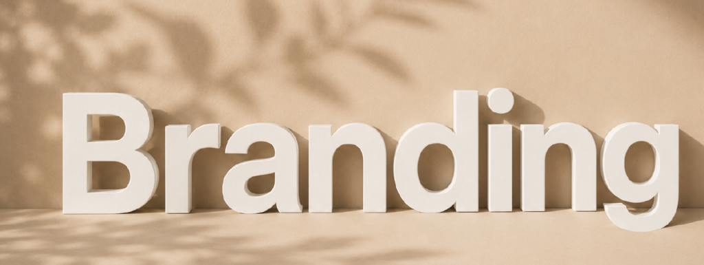 Palabra Branding como representación del diseño de marca e identidad visual.